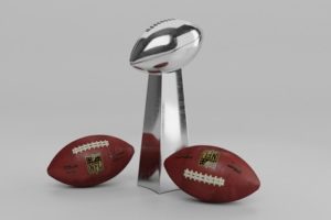 Super Bowl Trophy and Footballs
