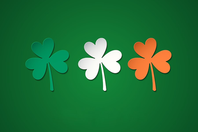 Three Shamrocks in Irish Flag Colours