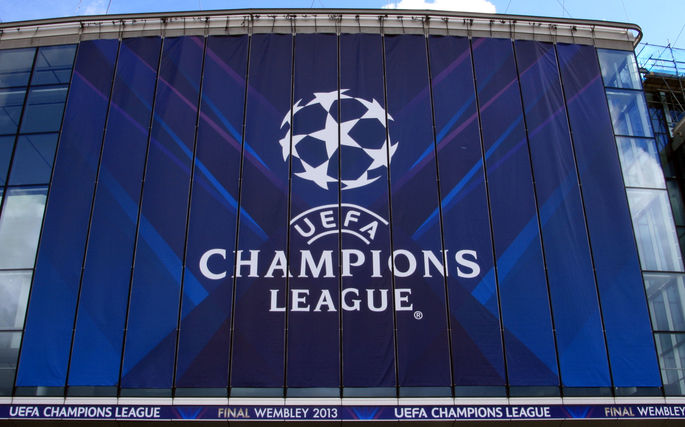 UEFA Champions League Banner on Wembley Stadium