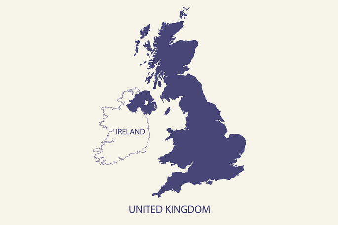 United Kingdom and Ireland Map Illustration