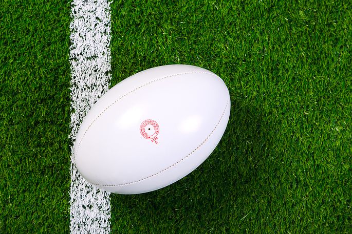 White Rugby Ball on Line