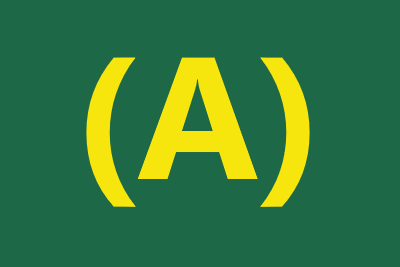 Yellow Letter A in Brackets Against Green Background
