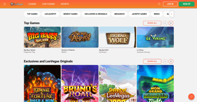 Leovegas Casino Screenshot