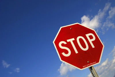 Stop sign blue sky